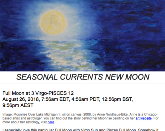 Moonrise Over Lake Michigan II full Moon painting in astrology newsletter