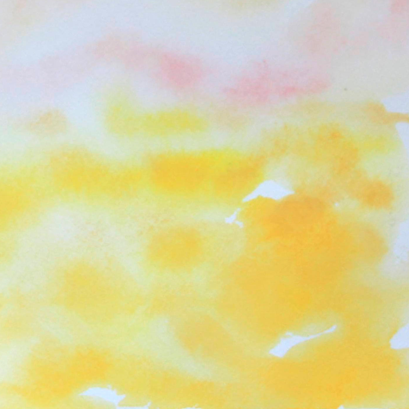 Dawn pink and yellow horizon watercolor painting-closeup detail, bright yellow section