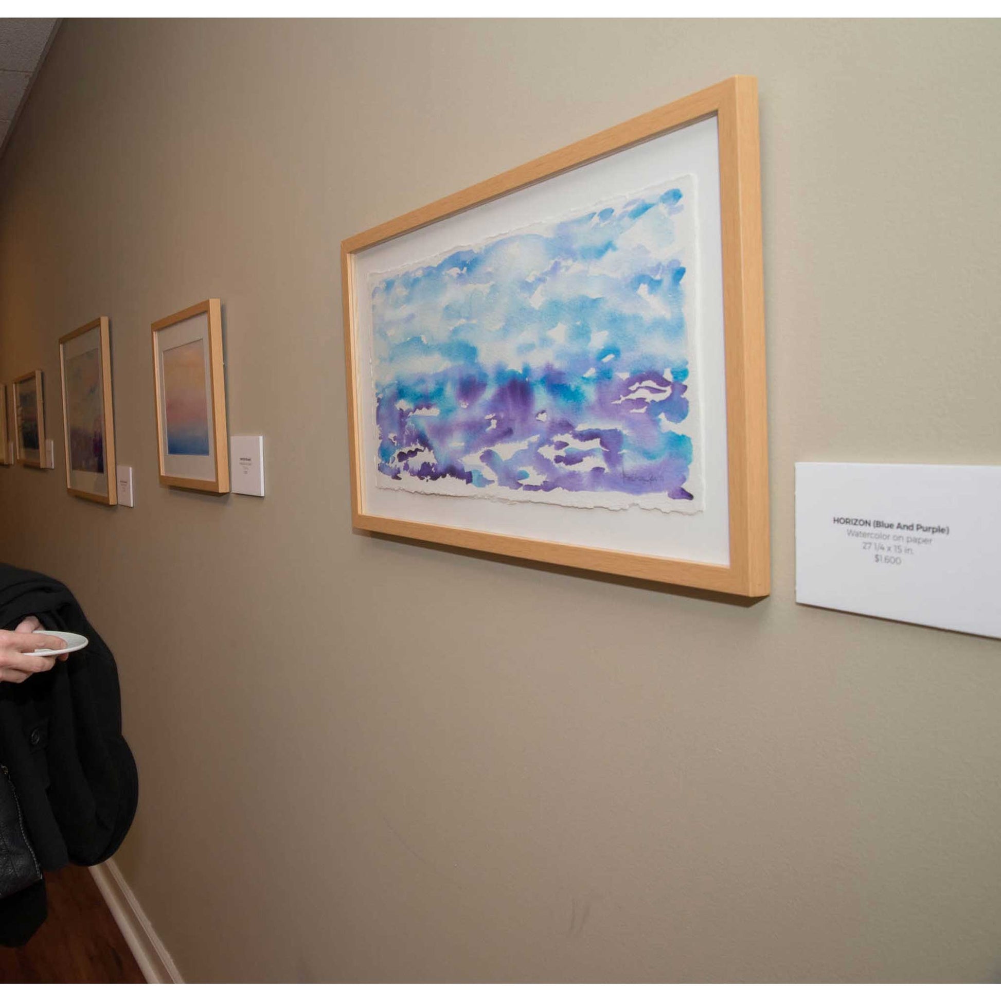 Getting Ready and Tranquility horizon watercolors at opening reception
